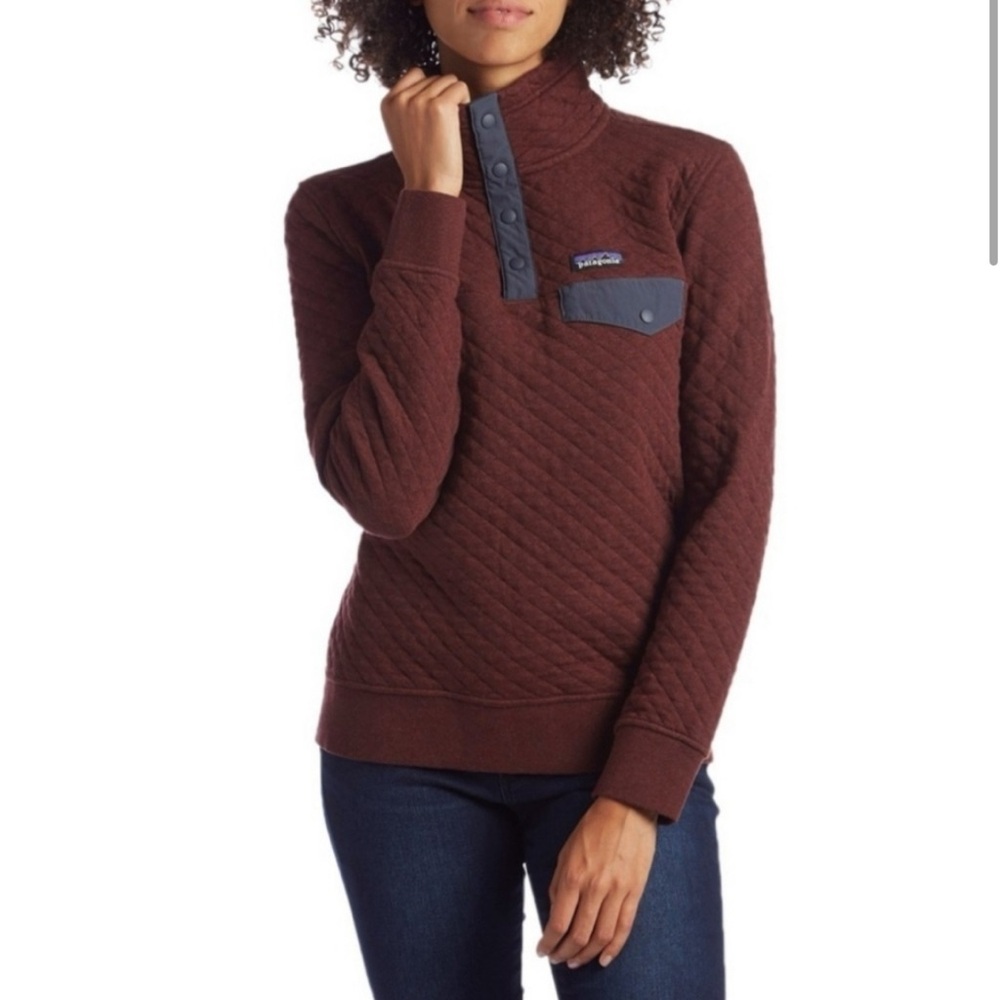 Patagonia Maroon Snap-T Quilted Cotton Sweater